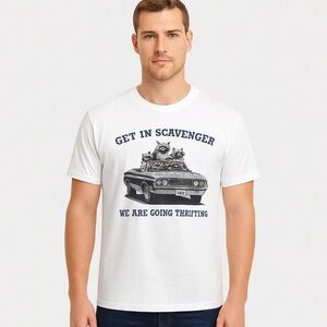 Get In Scavenger Thrifting Shirt Raccoon Graphic Tee Unisex Thrift Shopping Top